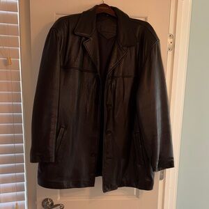 Bostonian Black Leather Trench Coat